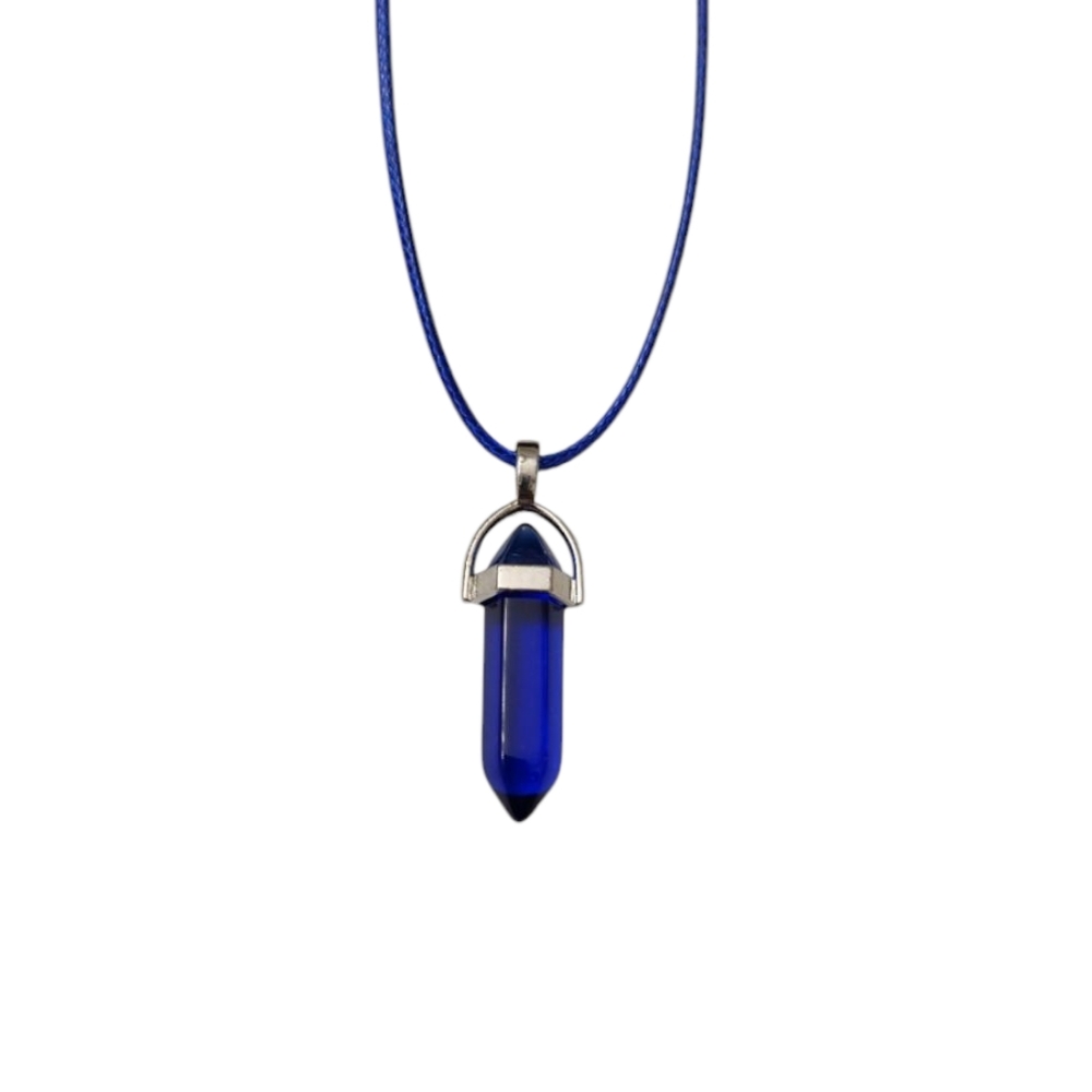 Healing Chakra Quartz Crystal Point‎ Hexagonal Pendant Natural Azurite Necklace